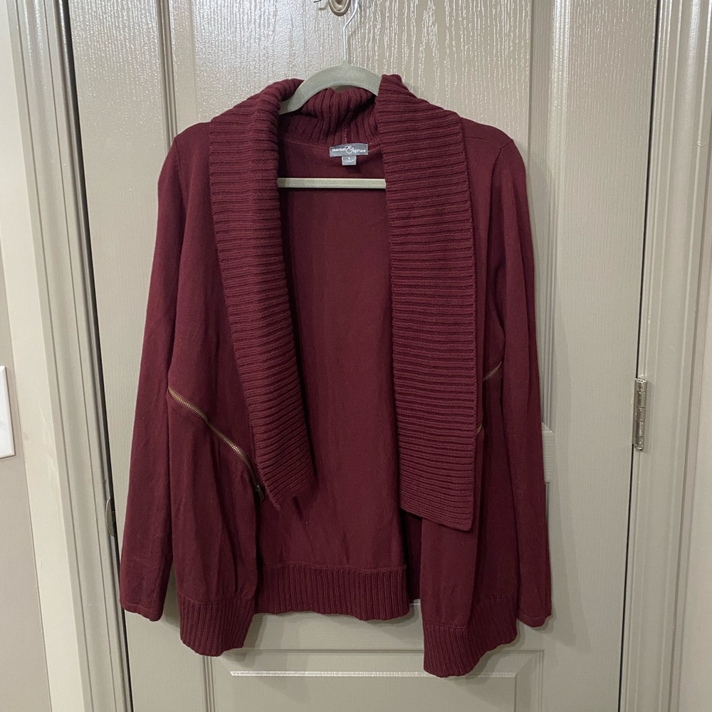 Market & Spruce Cardigan: Maroon, Size Large